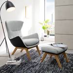 Fauteuil Hepburn I Tissu / Cuir véritable - Chêne - Gris clair / Noir - Chêne foncé