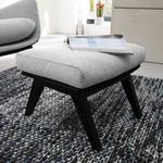 Pouf repose-pieds Hepburn I Tissu / Cuir véritable - Noir - Gris clair / Noir - Tissu Saia / Cuir Neka: Gris clair / Noir  - Noir