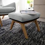 Pouf repose-pieds Hepburn I Tissu / Cuir véritable - Chêne - Gris clair / Noir - Chêne foncé