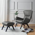 Fauteuil Hepburn I Cuir véritable - Noir - Cuir véritable Neka Gris - Cuir véritable Neka : Gris - Noir