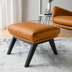 Hocker HEPBURN mit Holzfüßen Echtleder Neka: Cognac - Schwarz