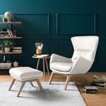 Fauteuil Hepburn I echt leer - Echt leer Neka: Wit - Lichte eikenhouten