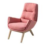 Fauteuil GARBO avec pieds en bois Tissu - Tissu Osta: Corail - Chêne clair