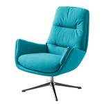 Fauteuil GARBO met kruisvoet geweven stof - Geweven stof Anda II: Turquoise - Chroomkleurig glanzend