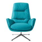 Fauteuil GARBO met kruisvoet geweven stof - Geweven stof Anda II: Turquoise - Chroomkleurig glanzend