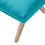 Repose-pieds GARBO avec pieds en bois Tissu - Tissu Anda II : Turquoise - Chêne clair