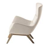 Fauteuil Hepburn I geweven stof - Geweven stof Saia: Beige - Lichte eikenhouten