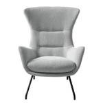 Fauteuil Hepburn II geweven stof - Geweven stof Saia: Lichtgrijs - Zwart