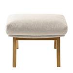 Hocker HEPBURN met houten pootjes geweven stof - Geweven stof Saia: Beige - Donkere eikenhout