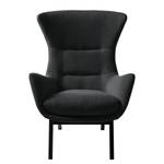 Fauteuil Hepburn I geweven stof - Geweven stof Saia: Antraciet - Zwart