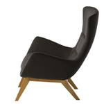 Fauteuil Hepburn I geweven stof - Geweven stof Saia: Zwart-Bruin - Donkere eikenhout