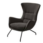 Fauteuil Hepburn II geweven stof - Geweven stof Saia: Zwart-Bruin - Zwart