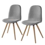 Chaises capitonnées Stave I (lot de 2) Tissu / Chêne massif - Chêne clair - Granit - Beige