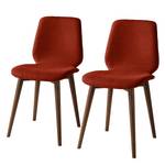Gestoffeerde stoelen Wilga (set van 2) geweven stof - Walnoot - Baksteen rood