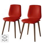 Gestoffeerde stoelen Wilga V (set van 2) echt leer - Walnoot - Rood
