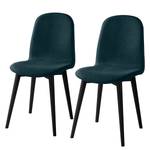 Gestoffeerde stoelen Warka II (set van2) geweven stof - Eik - Jeansblauw