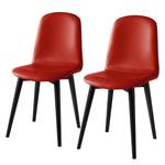 Gestoffeerde stoelen Warka IV (set van2) echt leer - Eik - Rood