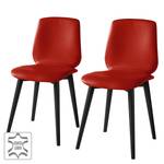 Gestoffeerde stoelen Wilga IV (set van2) echt leer - Eik - Rood