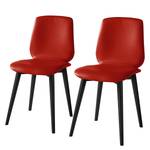 Gestoffeerde stoelen Wilga IV (set van2) echt leer - Eik - Rood