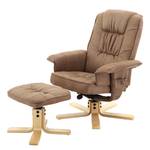 Relaxfauteuil Canillo met hocker antiek leren look - Congogrijs - Nougatkleurig