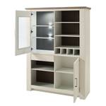 Highboard Maquili deels massief grenenhout - wit grenenhout/taupe grenenhout