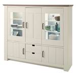 Armoire vitrine Maquili Partiellement en pin massif - Pin blanc / Pin taupe