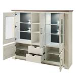 Armoire vitrine Maquili Partiellement en pin massif - Pin blanc / Pin taupe
