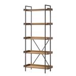 Bibliothèque DHARAI - largeur 80 cm Placage en bois véritable / Métal - Chêne / Argenté