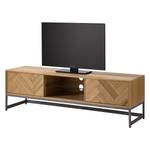 Tv-meubel DHARAI massief acaciahout/metaal - eikenhout/zilverkleurig