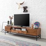 Tv-meubel GRASBY 200 cm - 1 vak oud pijnboomhout/metaal - donker pijnboomhout/zwart