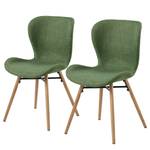 Chaises capitonnées Livaras Tissu / Hêtre massif - Tissu Radis: Vert olive - Lot de 2