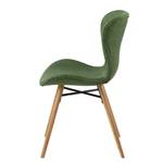 Chaises capitonnées Livaras Tissu / Hêtre massif - Tissu Radis: Vert olive - Lot de 2