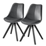 Chaises capitonnées Aledas IV Gris foncé - Noir - Lot de 2