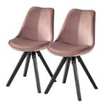 Chaises capitonnées Aledas IV Velours / Caoutchouc massif - Vieux rose / Noir - Rose vieilli - Noir - Lot de 2