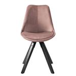 Gestoffeerde stoel Aledas IV (pootkleur) fluweel/massief rubberboomhout - oudroze / zwart - Oud pink - Zwart - 2-delige set