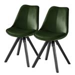 Sedia imbottita Aledas IV Velluto / Massello dell’albero della gomma - Verde scuro - Nero - Set da 2