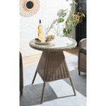 Tavolo da giardino Villebon II Beige - Marrone - Vetro - Metallo - Rattan sintetico - 70 x 74 x 70 cm