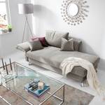 Chaise longue Habay microvezel - Platina - Armleuning vooraanzicht links