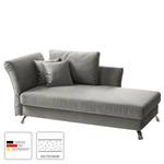 Chaise longue Habay microvezel - Platina - Armleuning vooraanzicht links