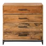 Commode Woodson Acacia massif - Acacia marron clair / Anthracite - Acacia Marron clair