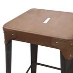 Barhocker Bemu (2er-Set) Echtleder / Metall - Cognac / Schwarz