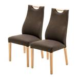 Gestoffeerde stoel Spofford II (2 stuk) microvezel/massief eikenhout - eikenhout - Bruin