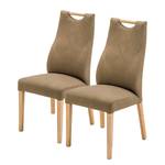 Gestoffeerde stoel Spofford II (2 stuk) microvezel/massief eikenhout - eikenhout - Taupe