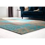 Vintage vloerkleed Milas textielmix - turquoise/lichtbruin - 200 x 290 cm