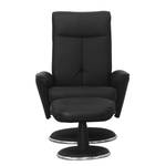 Relaxfauteuil Kenzo met hocker - kunstleer - Zwart