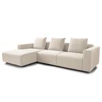 Ecksofa FINNY 2,5-Sitzer mit Longchair Webstoff Saia: Beige - Longchair davorstehend links - Keine Funktion