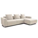 Hoekbank FINNY 2,5-zits + chaise longue geweven stof - Geweven stof Saia: Beige - Longchair vooraanzicht rechts - Geen functie