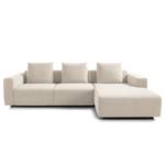 Ecksofa FINNY 2,5-Sitzer mit Longchair Webstoff Saia: Beige - Longchair davorstehend rechts - Sitztiefenverstellung