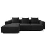 Ecksofa FINNY 2,5-Sitzer mit Longchair Webstoff Saia: Anthrazit - Longchair davorstehend links - Sitztiefenverstellung