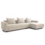 Ecksofa FINNY 3-Sitzer mit Longchair Webstoff Saia: Beige - Longchair davorstehend rechts - Keine Funktion